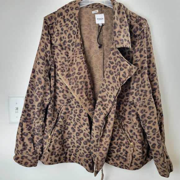 Kensie Leopard Print Moto Jacket - Picture 2 of 5